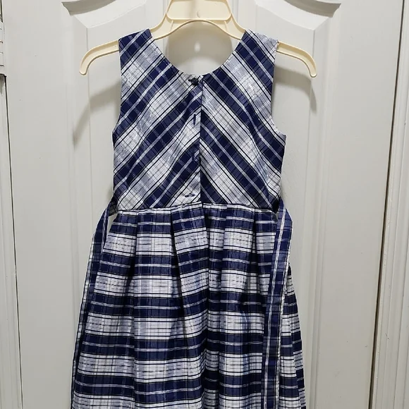 Jona Michelle Navy and White Plaid Kids Dress - Picture 2 of 4